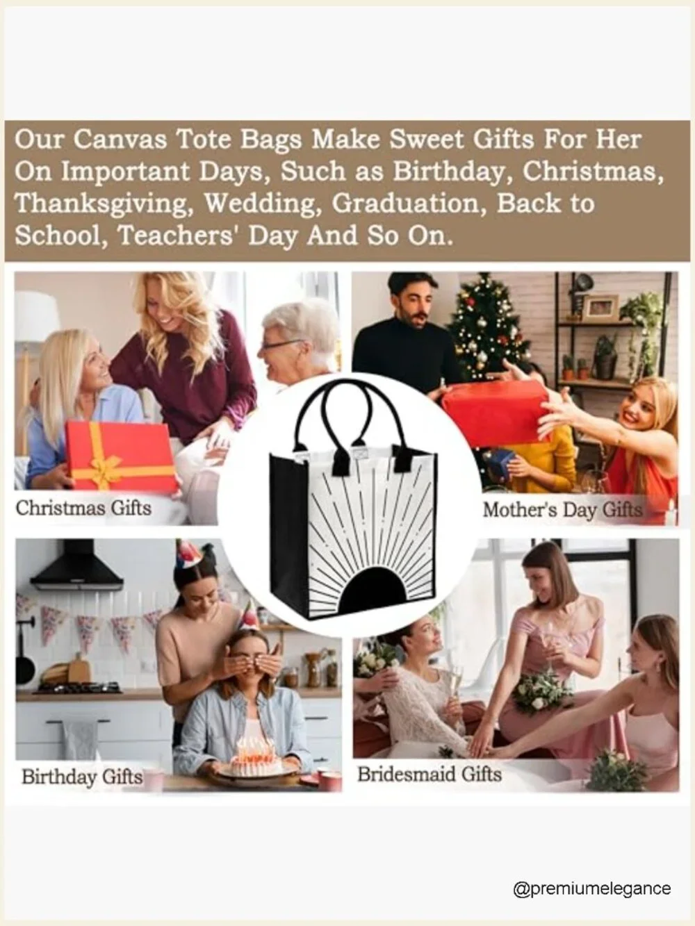 Canvas Tote Bag Reusable Grocery Tote Shopping Beach Bag Birthday Gift